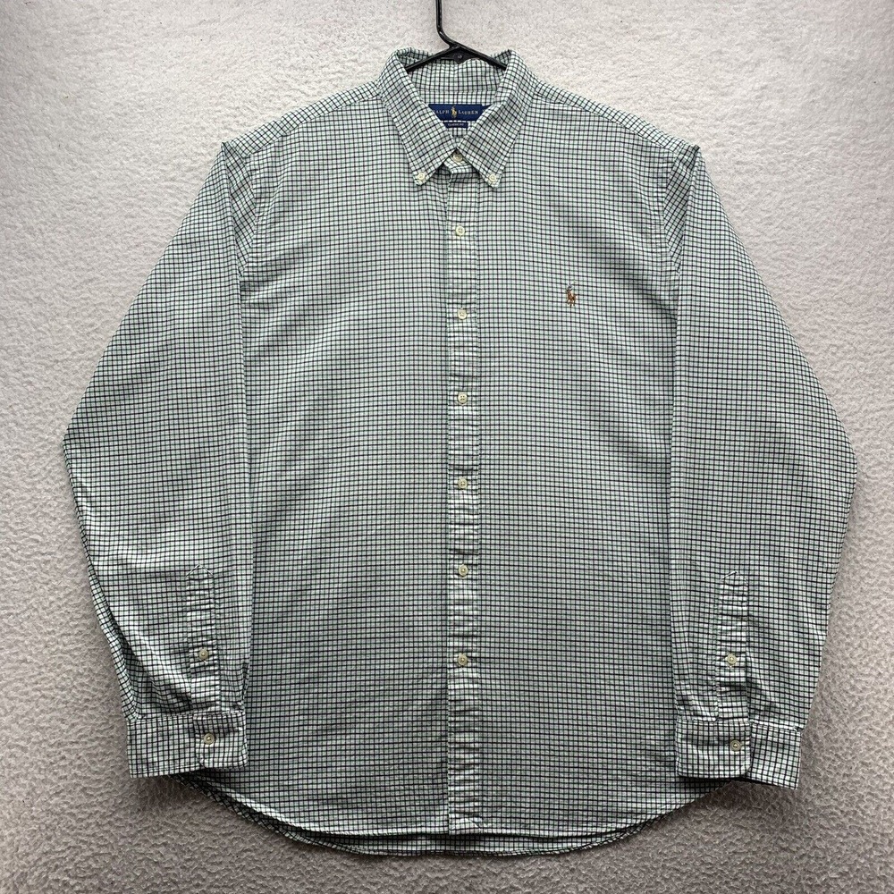 Ralph Lauren‎ Button Up Shirt Mens 2XL Classic Fit Check Preppy Full Color Pony